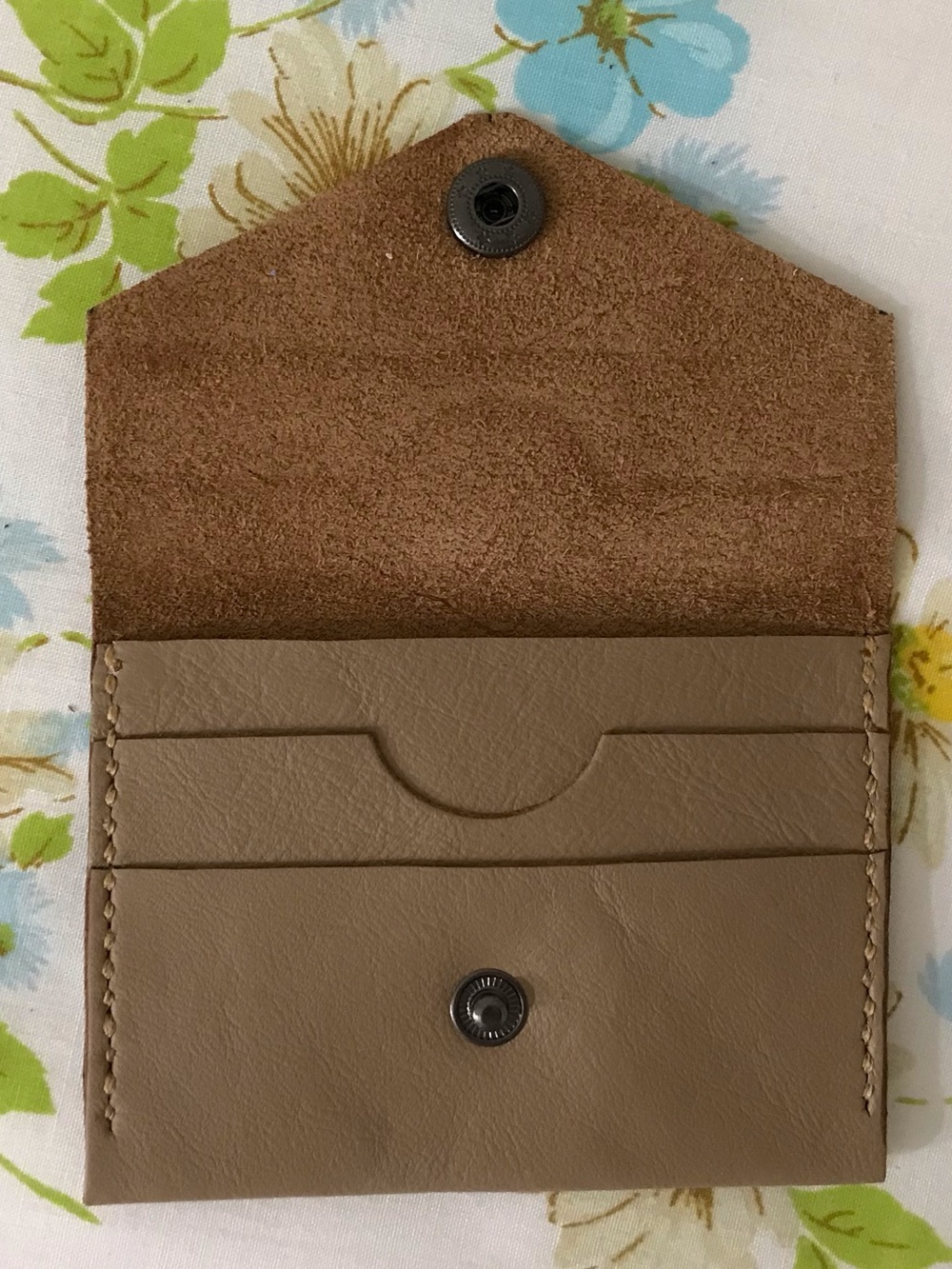 Handmade Genuije Leather Card Wallet - Taupe